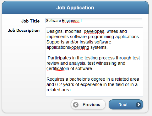 Job application example