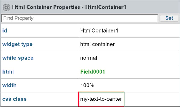 HTML container properties with highlight